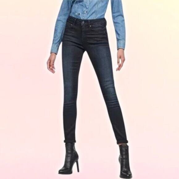 NWT G-STAR RAW 3301 Contour High Skinny Womens Jean Sz 24 x 32 Dark Aged - Picture 1 of 9